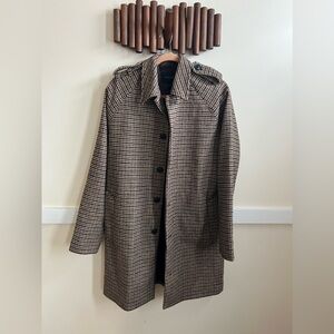 Banana Republic Brown Houndstooth Overcoat (NWT)